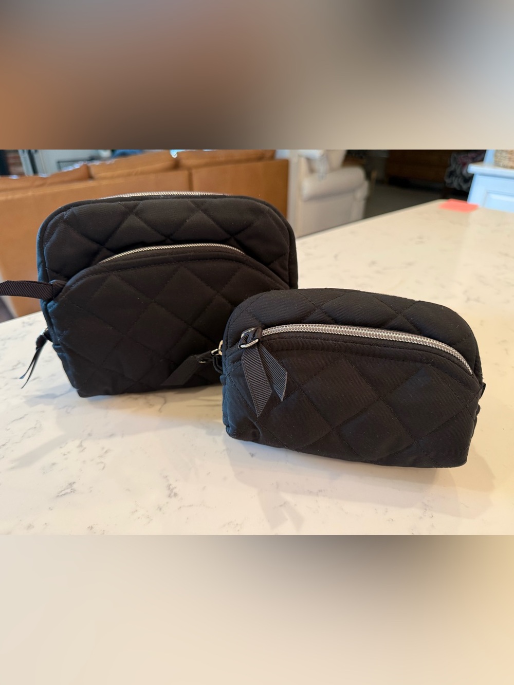 Vera Bradley Quilted Black Set of 2 Cosmetic Pouches